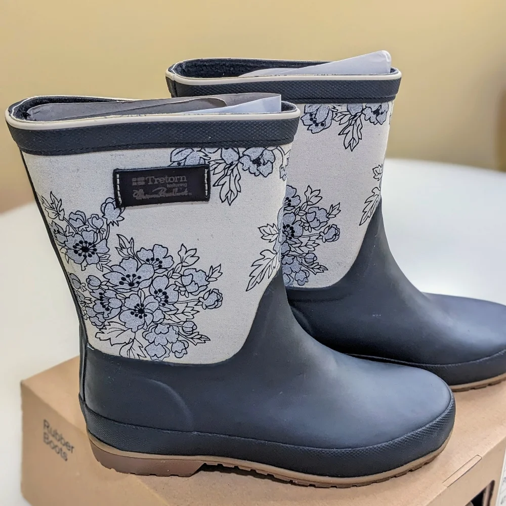 Tretorn Rain Boots Elsa William Morris Black Rain Women's size 5 - Picture 10 of 13